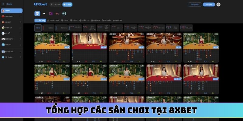 Tổng hợp các sân chơi tại 8XBET